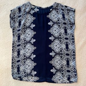 Blue Paisley Short Sleeve Blouse